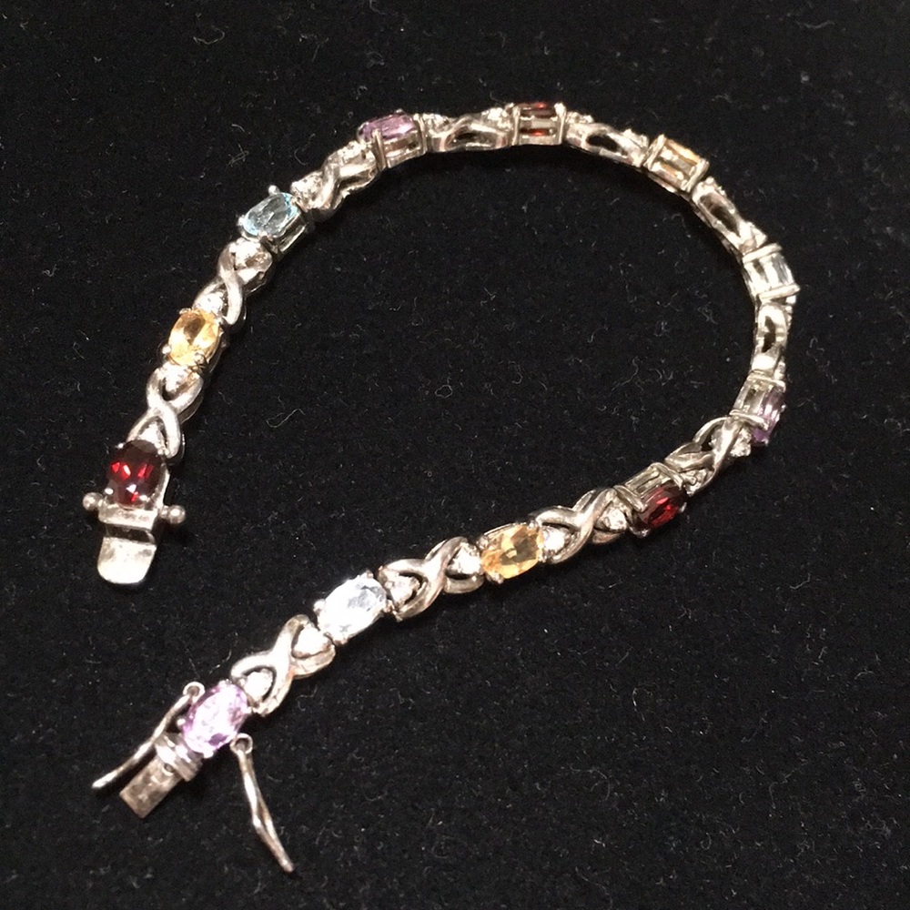 Sterling Silver Multi Coloured Stones Bracelet